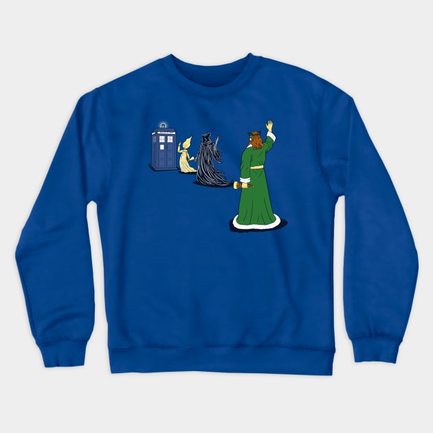 The Ghosts Of Christmas Time Travelling Christmas Charles Dickens Humor Crewneck Sweatshirt by BoggsNicolas